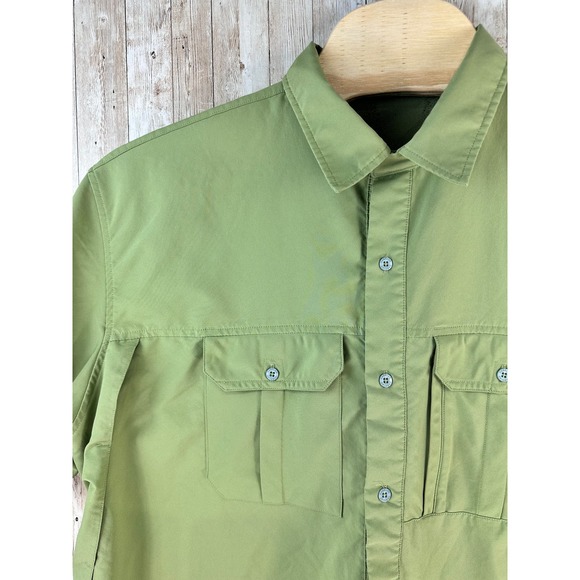 Cabelas Shirt Mens Sz 2XL Green Utility Pockets Light Weight Vented Button Up - Picture 3 of 7
